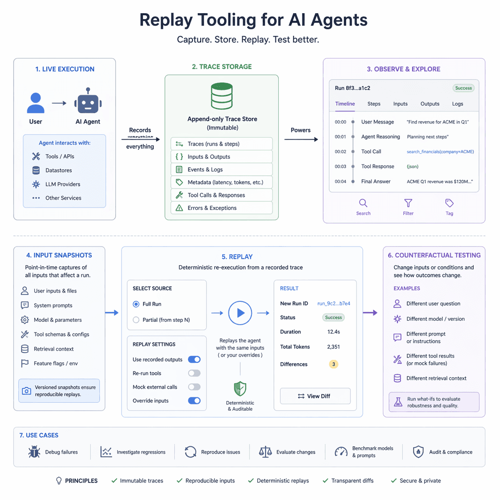 Replay tooling workflow for AI agents